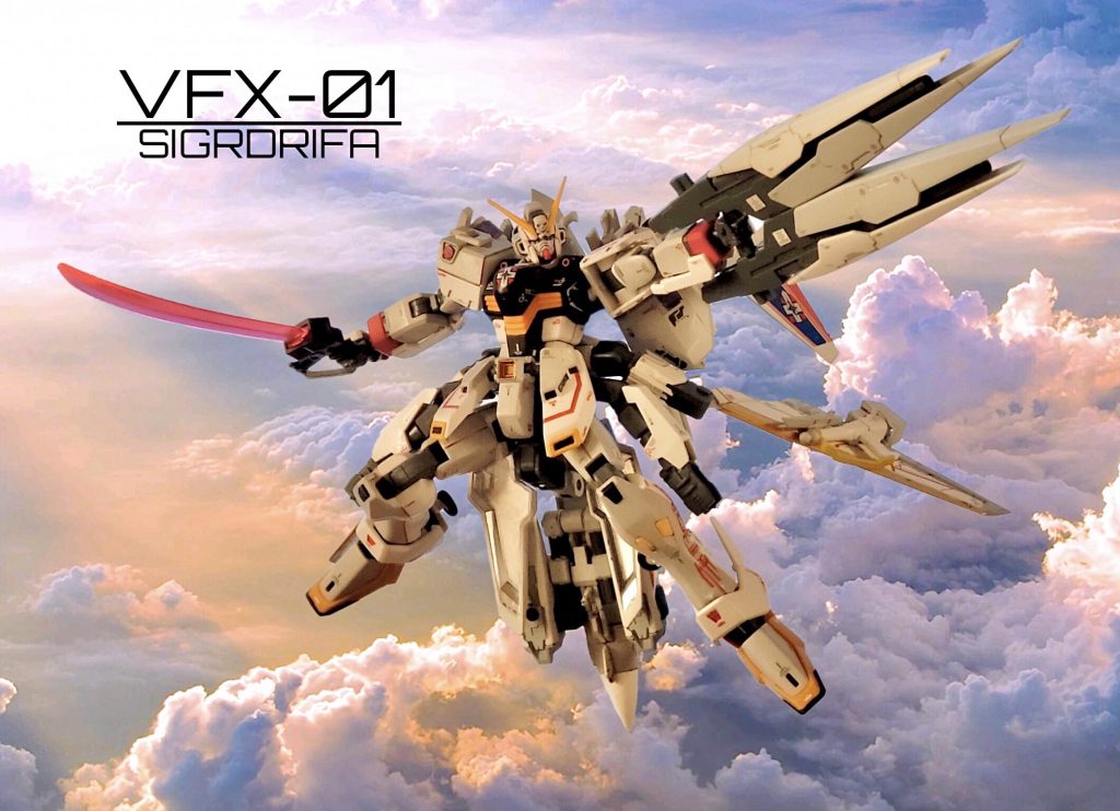 プレミアムプライムメガランチャー全力射撃状態です。こちら月額会員様特典となっております(脳内設定です)。近接格闘用にビームザンバーを2つ装備できるようにしました。こちらは主翼のパイロンに増設した1mm軸に持ち手の柄部分がくっつくようになっています。ポロリしやすいです。