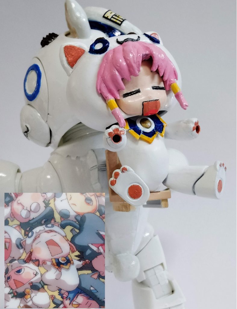 主人公である灯里がアリア社長の着ぐるみを着てます。