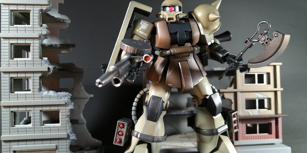 市街戦っぽく市販品のビルを配置　ウェザリング上達したらビルにも手を入れたい