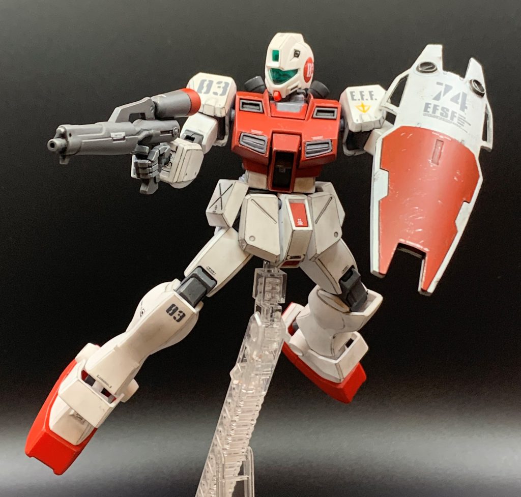 HGUCジムコマンドは合わせ目こそ多いものの、組み立て易く安価で良スタイル＆良ディテール、それなりの可動範囲と、中々バランスの良いキットだとは思いますが、現行のオリジンジム等と並べると流石に古さを感じてしまいますので、今回アップデートにチャレンジしてみました。色々検証しながら進めたので時間が掛かりましたが、工作内容が決まれば手軽にサクサクできる改造でした。気が向いたら同じ内容で地上用の方もアップデートしたいところです。