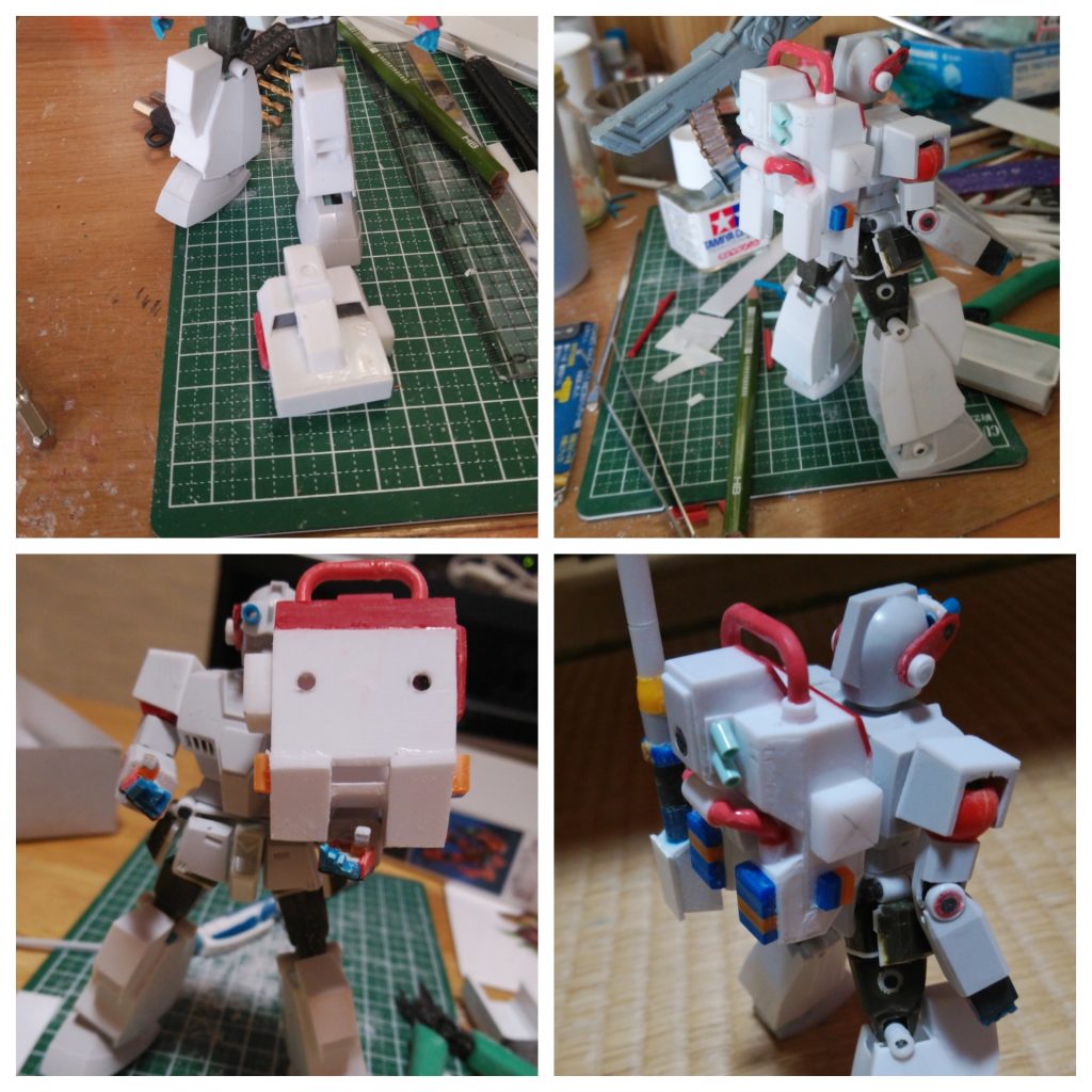 ターボザックスクラッチ中、ランナーを多用してるからけっこうカラフル真ん中のパイプはランナーをライターであぶって曲げて加工裏から見るとゆるキャラっぽい