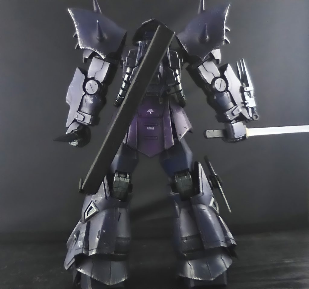 武器については最初は違うフィギュアについてきた日本刀を流用しようと思ったのですが持たせてみると日本刀の反りがナハトのイメージと合わなかったのでスクラッチとやらに初挑戦して刀と鞘を自作しました