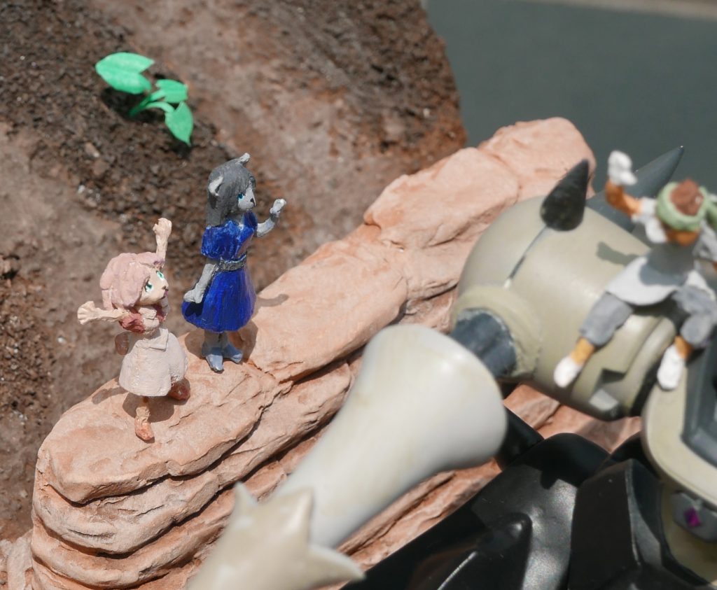 カリコさんたちに手を振るアシャとティコ