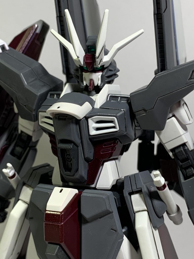 本機は遠距離および火力に特化した機体のため、アンテナを大型化することで、より広範囲の探知が可能となっており、より確実に多数の敵機への攻撃が可能になっていたり、スラスターにも強化が施され火力を高めたことで大きくなった反動を抑えるなど細かい部分も改良が施されている。またルナティックという名は「狂気」という意味をもつがこれはパイロットがこの機体を開発したザフトに対する皮肉でもあるとされている。以下、ポージングです(*´ω`*)