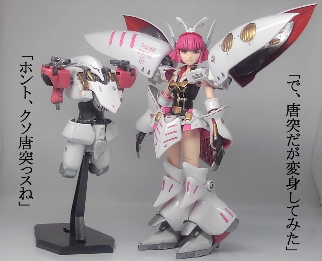 手足の差し替え、ういにんぐふみなのギミックの使用でキュベレイのパーツを取り付けました キュベレイ作ったのは初めてだったんですが手足が外しやすい構造だったので加工がとても楽でした