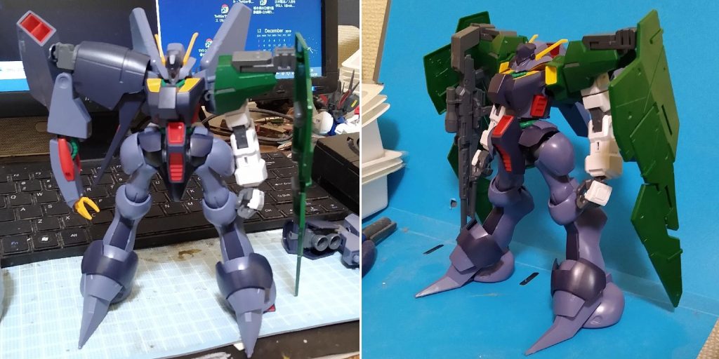 腕とシールドの検討1/100デュナメスの腕がサイズ的にちょうどよい感じでした。シールドは長すぎなので真ん中をカットして詰めました。