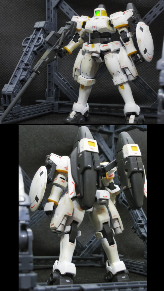 機体説明『リーオーカスタム(シャルベーシャ)』本来は、有事の際に、プリベンターウインドの為に用意された機体。リーオーにトールギスのスラスターを装備。そのため出力を全開にすると、機体が損壊してしまう。ウイングガンダムと、運用方法が近いことから、今回はヒイロに貸し出された。装備している高出力のドーバーガンは3発しか撃てない。機体名の「シャルベーシャ」とは、インド神話に登場する「有翼の獅子」。