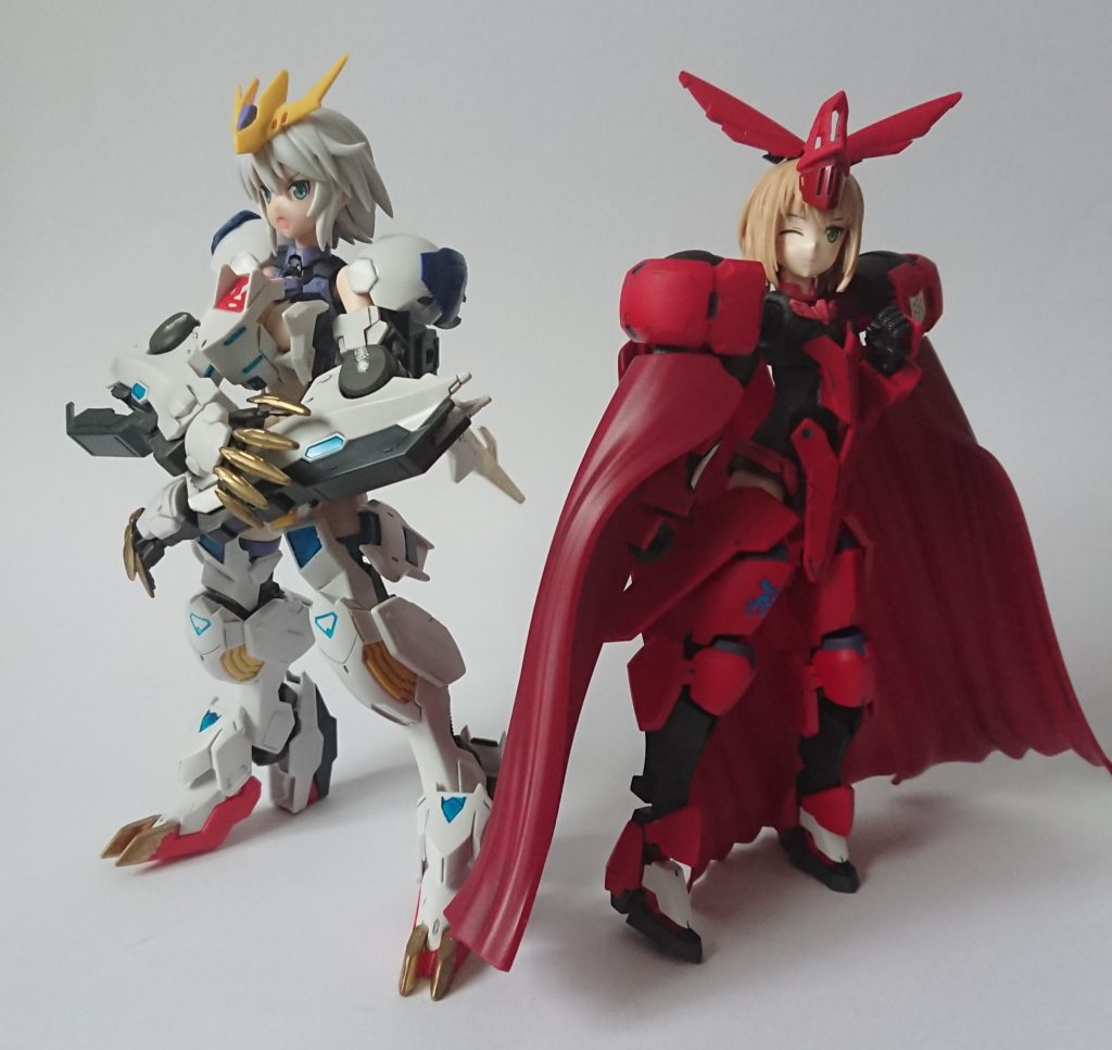 最後に以前作製しましたバルバトス少女とツーショット。購入するまで知らなかったのですが、ティアーシャはリシェッタと比べて小さく細めの子供体型でしたので、並べると姉妹みたいで面白いです。ご閲覧ありがとうございました。