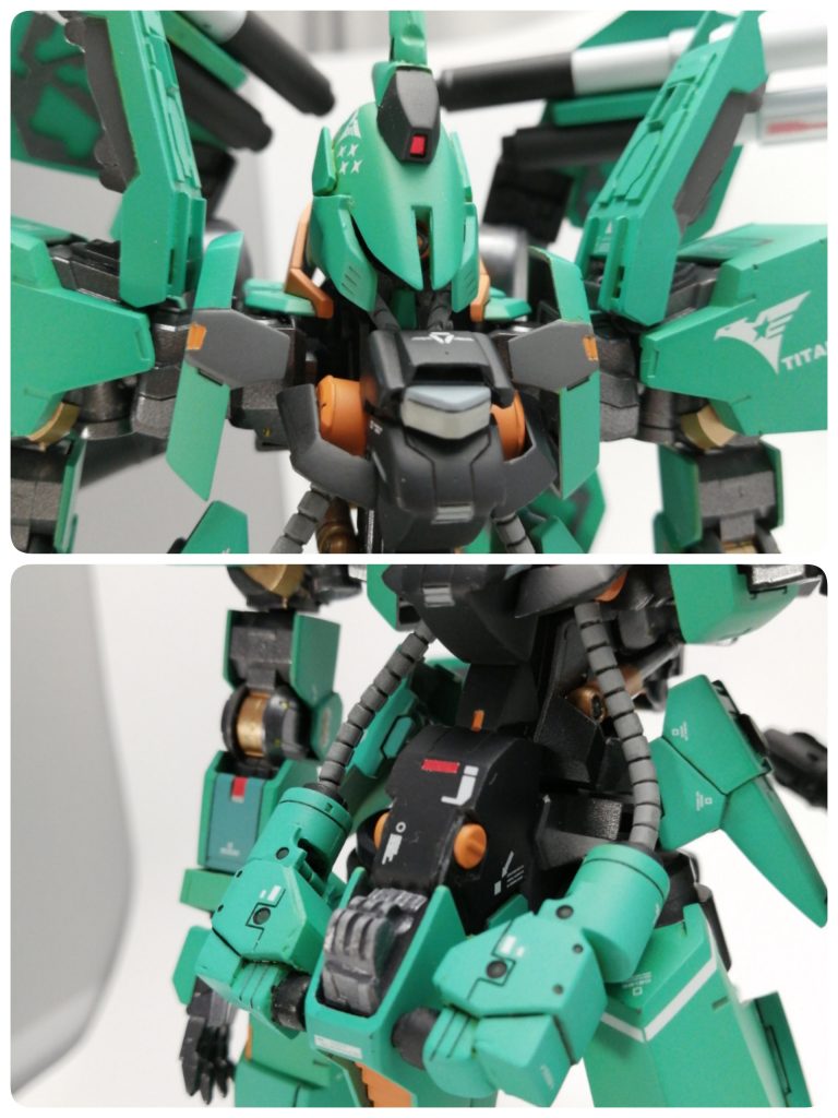 胴体オリジナルの配色は濃紺なのですが、今回はガイアのニュートラルグレーⅤを使用しました。動力パイプ部分作るのめんどくさかったです。