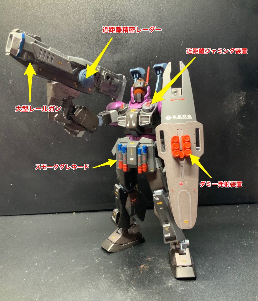 厨二病満載に武器設定。基本付け足したパーツは全て潜入作戦に必要なモノとして作りました。