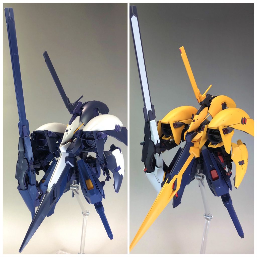 元の整形色が濃いのでイエロー部分はピンクサフでしっかり隠蔽してから塗装しました。