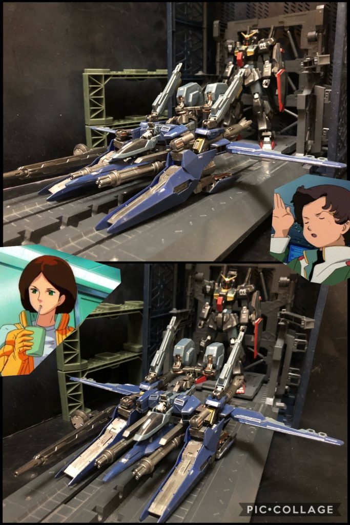 カツ「では説明します。GディフェンサーはガンダムMkｰⅱの支援機で、ガンダムMk-ⅱがティターンズの最新鋭機等に対して優位性を失いつつある状況を鑑みて開発された支援機であり、ガンダムのGファイターを参考に開発されています。ガンダムMkｰⅱは基本的には一般的なMSで、第3世代と言われるMS群と比較すると、火力、機動力で大きく劣ります。そこで、このGディフェンサーとの合体により、火力・防御力・航続距離など、Mk-ⅱの問題点のほとんどが解決し、簡易変形により航行形態であるGフライヤーへの変形が可能となるなど、第3世代のMS相手にも優位に立ち回ることができるようになるんです。」エマ「私のMkｰⅱは単体で可変出来るけど？」カツ「そんなの知りませんよ。」エマ「フォートレス形態になるけど？」カツ「でも機動力は劣る筈ですよ！」エマ「まあそうかしら。」カツ「火力だって、腹部の拡散メガ粒子砲だってビル破壊にしか使えないし。」エマ「まあそうね。」カツ「航続距離は言うまでもありませんよね。」エマ「そうかしらね。」カツ「僕の勝ちですね。」エマ「(イラッ)」カツ「このGディフェンサーは、なんと一切Gディフェンサーのパーツを使ってないんです。凄くないですか？」エマ「ふーん。意味がわからないですケド？(イライラ)」カツ「Gディフェンサーの主な武装として、ロングライフルがあります。こちらは威力に優れ、VSシリーズに登場した際は壁とか隕石とかフィールドの地形関係なしに貫通して狙撃出来る性能なんです。しかも驚くべき事に、壁や隕石のフィールドは全く破壊されないんです。」エマ「カツ、あなたいったい何を言ってるの？」カツ「ただ撃つまでに時間がかかる、撃ってる間は身動き出来ない、よって、大体こっちが撃つ前に撃たれてやられちゃいます。」エマ「最悪じゃない。」カツ「いいじゃないですか。ぶっといビームなんて浪漫の塊ですよ。装備が重すぎて、近接攻撃が全然出来ないから、近接攻撃も相手を直接蹴っ飛ばすくらいしか出来ないですけど、僕なら浪漫を取りますね！」エマ「私、要らないわ。」カツ「それにGディフェンサーは、機構が簡易的な事から、他のMSへのドッキングも可能なんです。」エマ「じゃあ他のMSにくっつけばいいじゃない。」カツ「もうMkｰⅱの支援機っていう事は、上層部の決定事項なんです。だから宜しくお願いしますよ。」エマ「なんだか欠点だらけに思えてきたわ。大丈夫なのかしら、この支援機。」カツ「大丈夫ですよ。たとえ何があっても、僕がフォローします。だから安心して下さいよ。」エマ「(イラッ)」ヘンケン「では仲良くなったところで、出撃して貰おう。」エマ「仲良くなってませんけど。」カツ「だいぶ打ち解けましたよね、エマ中尉っ。」エマ「あーなんだかイライラするわ。」