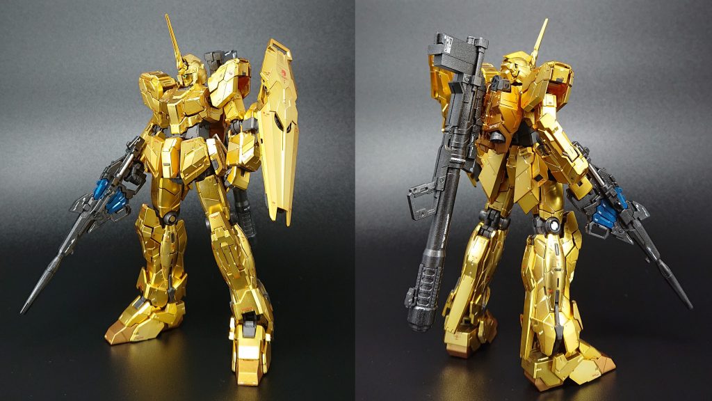 ユニコーンモード。デカールはRGユニコーンのガンダムデカールを使い、保護のため艶消しクリアでコートしています。