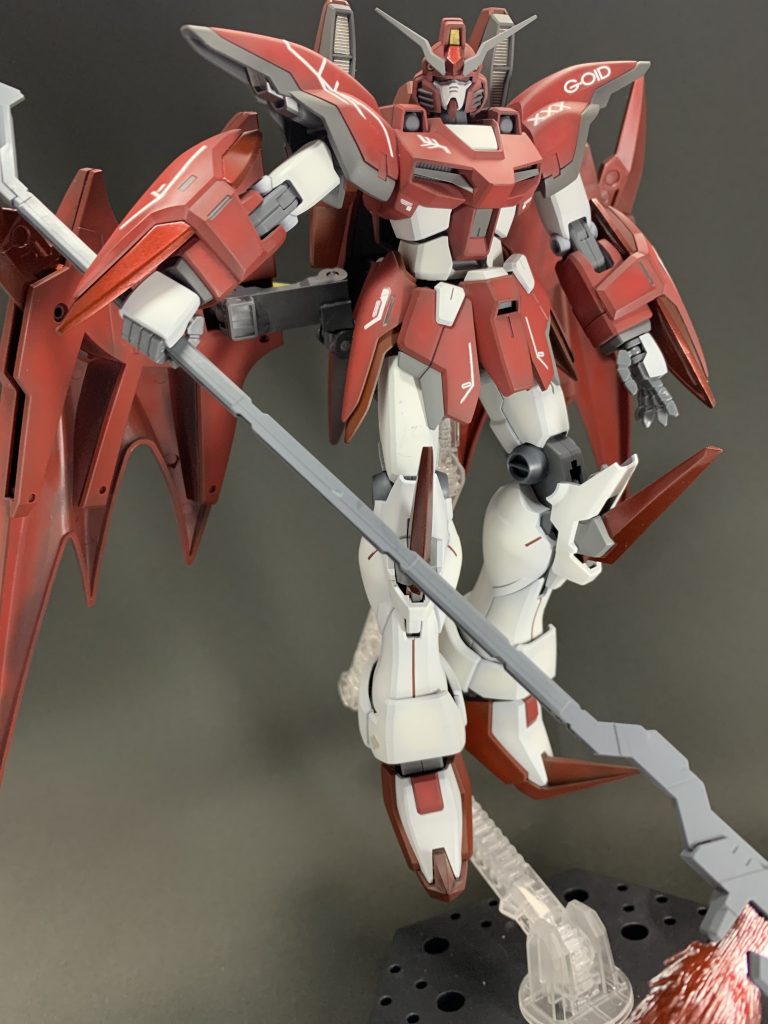 所々にクレオスさんのブラッドレッドというクリアカラーを使用したんですが写真だとわかりづらくて残念です↓下地の色をもっと研究せねば！