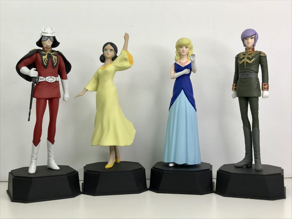 キャラコレのジオン系4人完了です(イセリナはジオンじゃないですが)。こうして並べるとかなり満足感があります(^^)残りは連邦軍の6人です(アムロ、マチルダ、セイラ、カイ、フラウ、ブライト)。が、別の積みもあるので、キャラコレは少し間があくかもしれません。