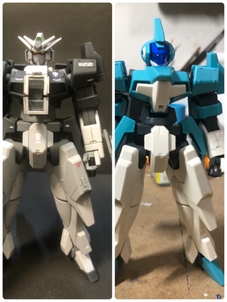 比較画像です。頭とコクピットブロック以外はスタイル等もあまりいじっていません。