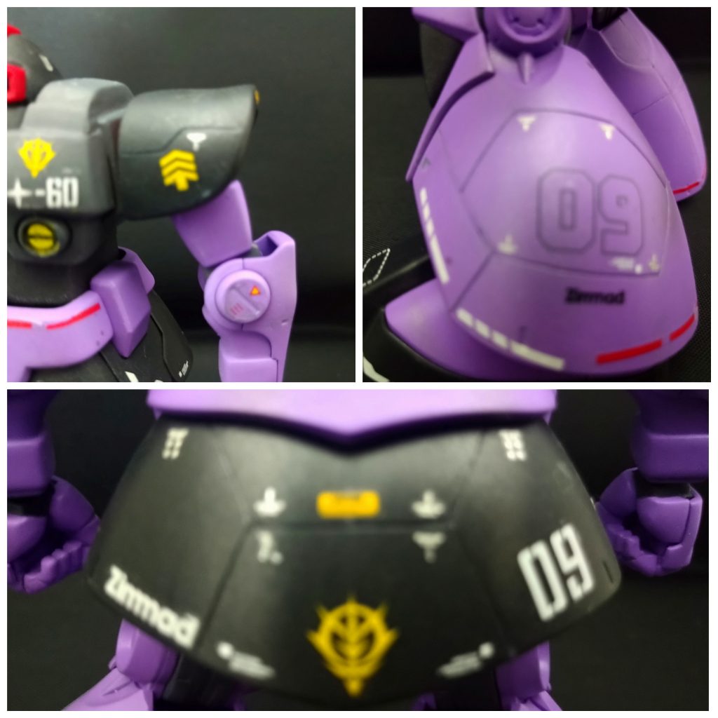 筋彫り追加した部位。肩アーマー、腰部、脚部のみです。