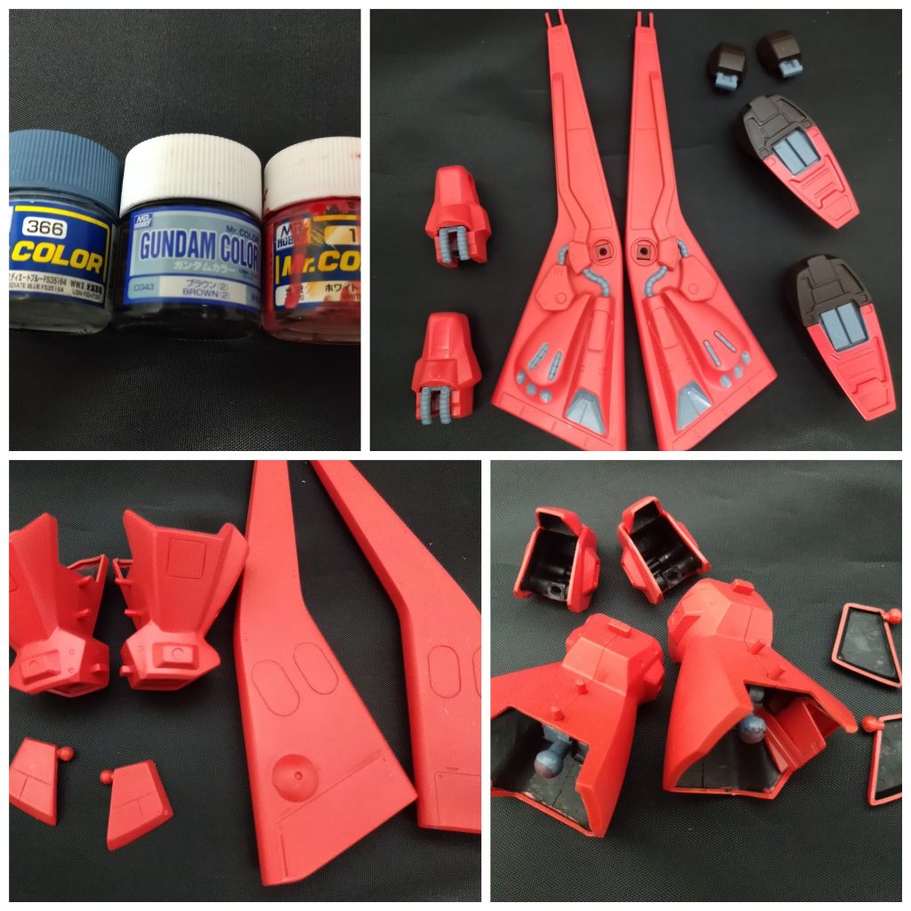 筋彫り追加部位。アーマー裏側フラットブラック塗布