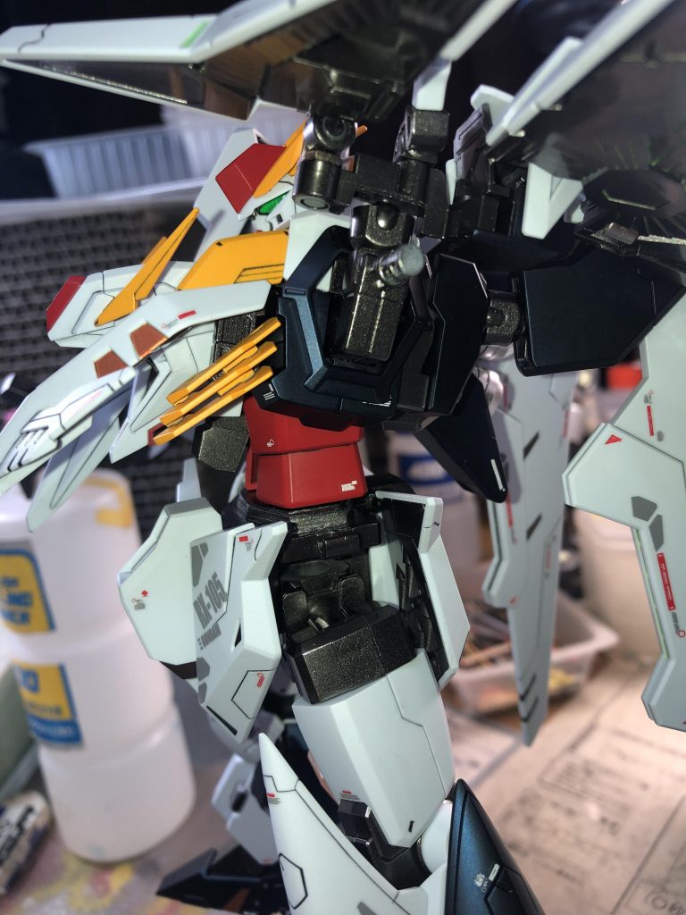 最後にKENZO様にリスペクトを込めて、氏と同じアングルで改造箇所を撮影。関節、フレームは艶ありＥＸクリア１００%、外装はスムースクリア６５%、ＥＸクリア３５%のやや艶消し寄りのコートで完成です。見ていただきありがとうございました。