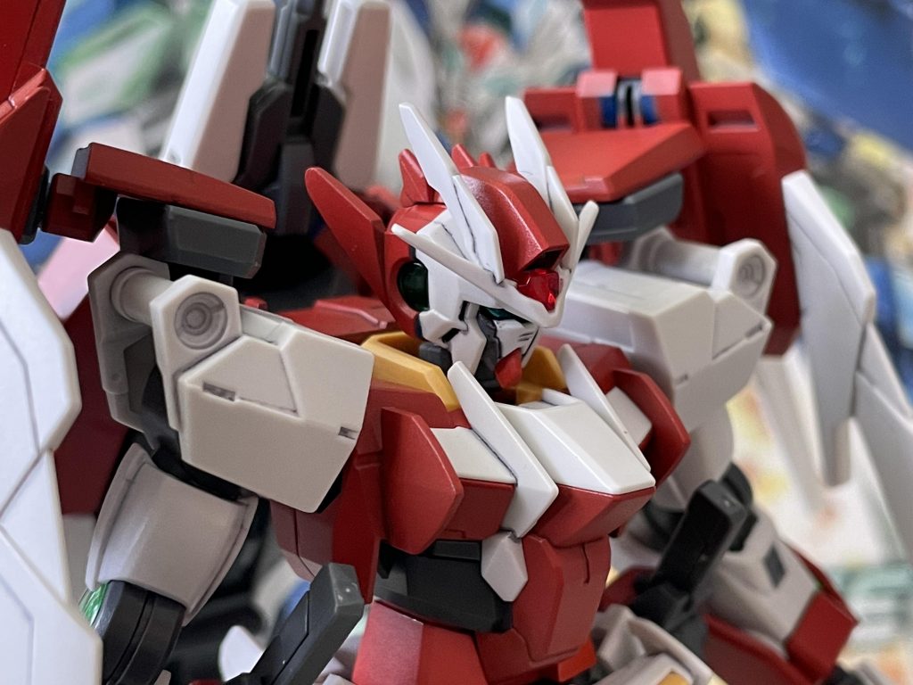 やはりダブルオー系は赤が似合う。　イメージとしては【もしリクがスカイを作成せずダイバーエースを更に強化したら】です。インスペクションカラーなのは完全に個人の好みです。