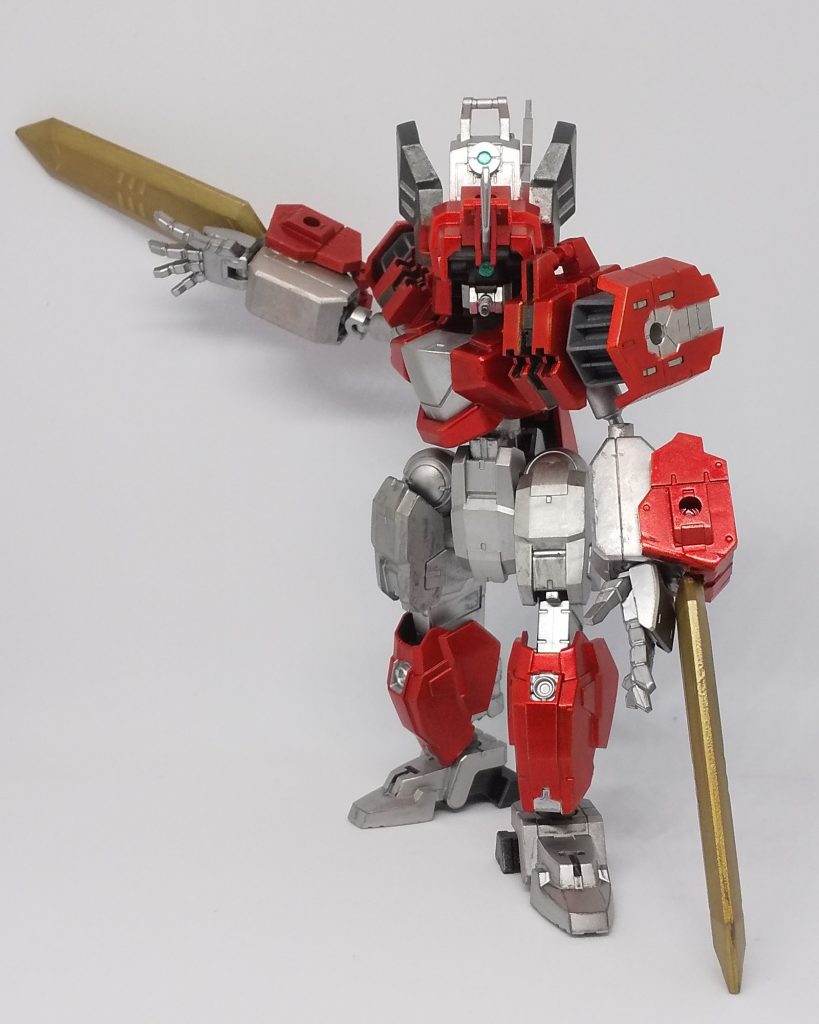 腕関節にボールジョイントを使用しているため、かなり自由度の高い可動域を実現しました、副産物的な物でもありますがこの関節にしたことによりメダ○ット感も増していると思います。