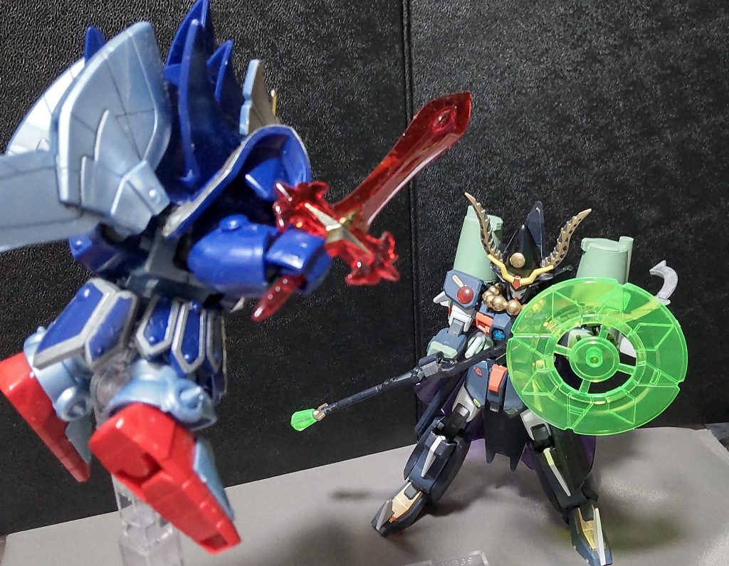 「うぉぉぉ！！行くぞぉぉぉ！！」「さあ来い！ナイトガンダム！」ナイトガンダムの勇気が世界を救うと信じて…！