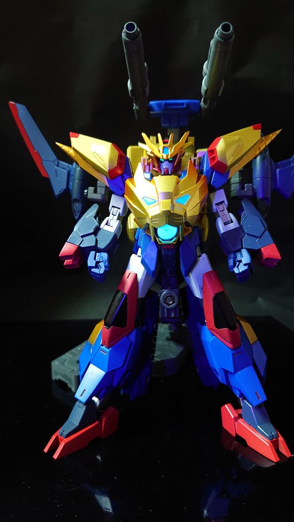 合体!!ライオンの口にはダブルオーガンダムの肘パーツを蛍光クリアを吹いて咥えさせてます