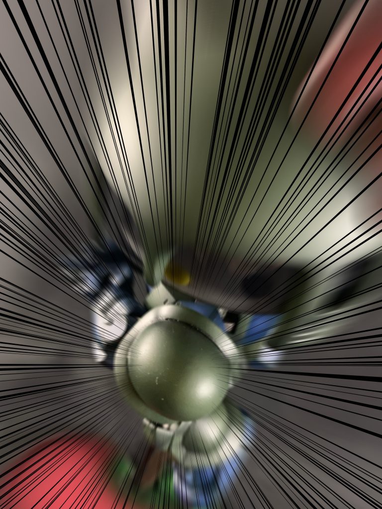 ショルダータックルも出来ます。アプリで集中線などのエフェクトかけると臨場感が出ます。