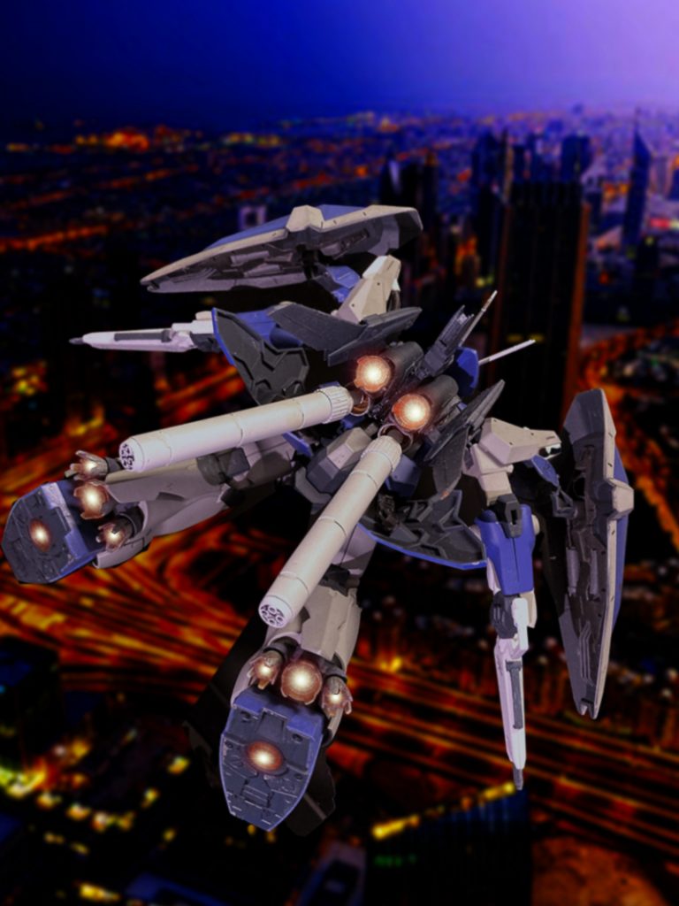 本体色=田宮ライトグレイ&ガンダムカラーMSブルーZ系背面ユニット=田宮ネイビーブルー白=ガンダムからーMSホワイト