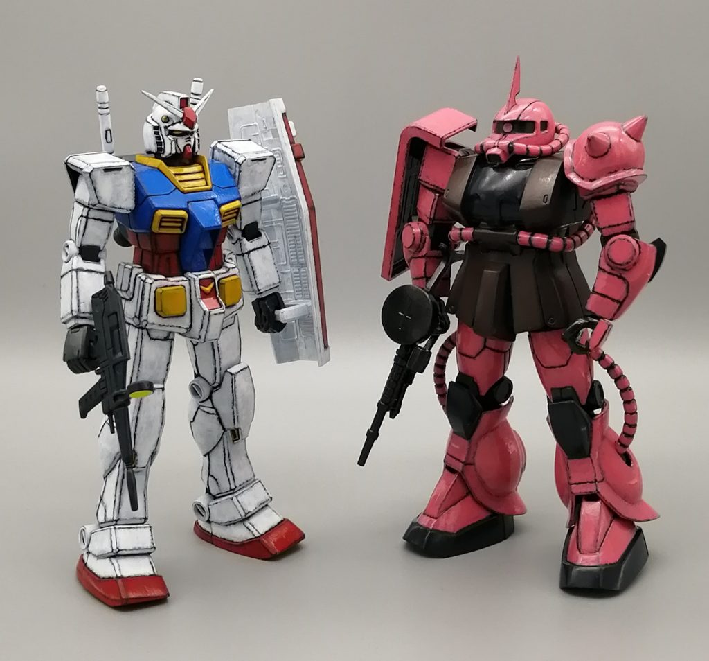 やっぱりガンダムとシャアザクは並べて撮りたいので最後に一枚ヽ(^o^)丿