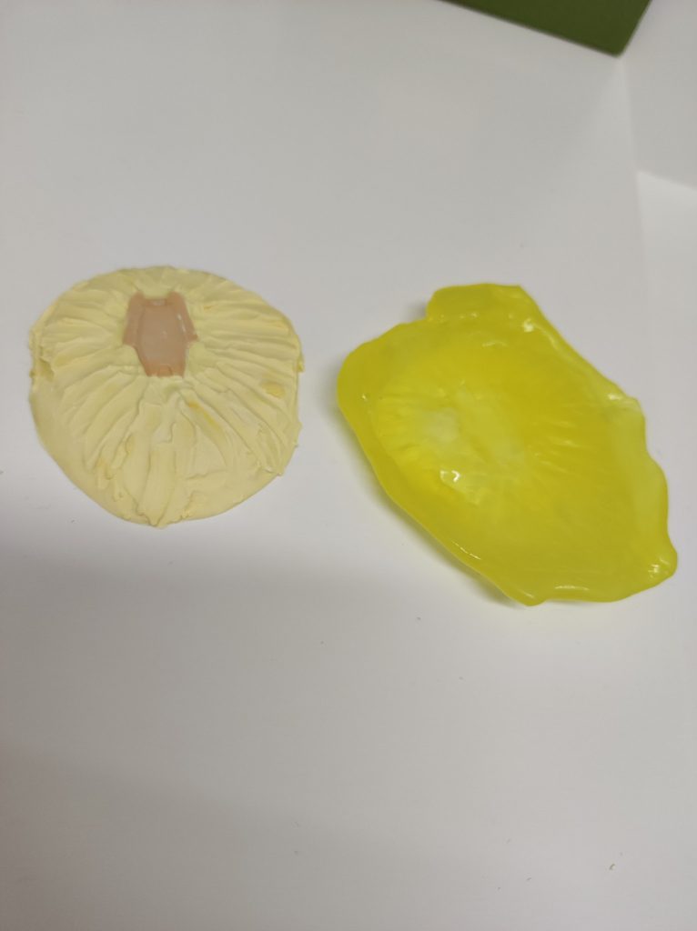 ここからが本番です。30mmのシエルノヴァ用指揮官用アーマーの一部をダイソーのお湯プラくんで型取ってそれに超硬石膏流して作ったパーツを硬石膏に埋め込んで波型にして成形、これを原型にしてもう一度お湯プラくんで型取って