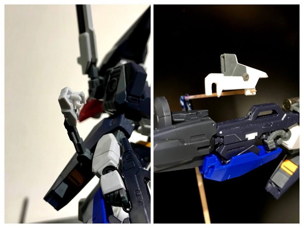 右前腕のアームユニットとライフルの繋ぎパーツです。