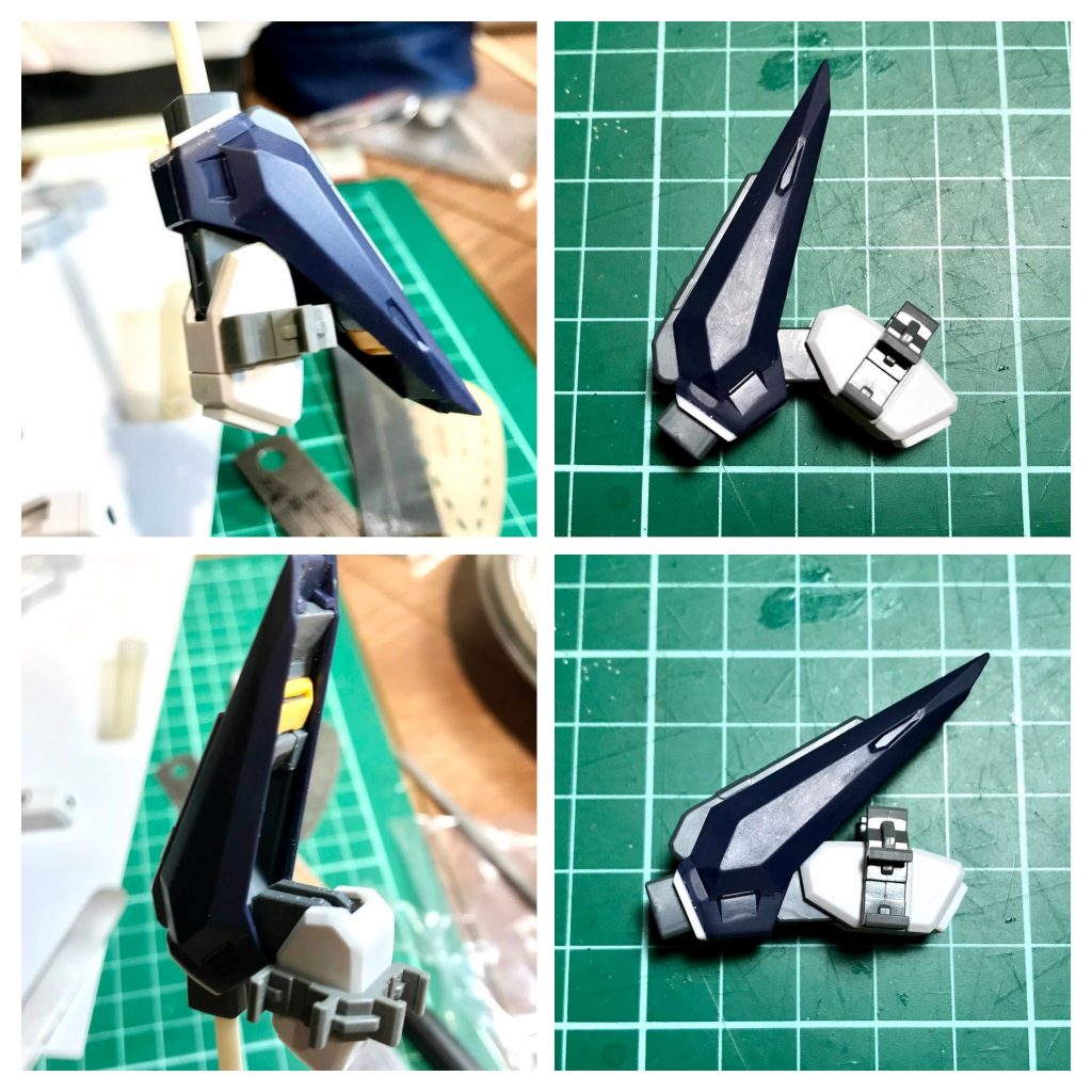 前腕の後側を削って、腕が完全に伸ばすできるようになります。