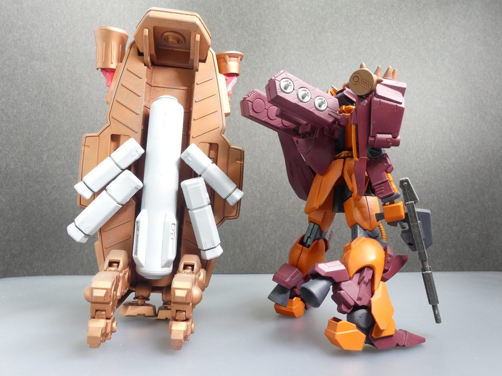 【ガンプラデータ】ベース：ＨＧＵＣ　シュツルム・ガルス使用：レイズナー　ＳＰＴグライムカイザル　　　ＨＧＵＣ・ＭＧ　ガンダムＧＰ０２（以上挑戦状キット）　　　ビルダーズパーツ　ＭＳファンネル０１　　　ポケプラ　イベルタル＆ディアンシーセット（ここら辺は自己のジャンクパーツ）などなど･･･塗装は秋葉原工作室でのエアブラシ塗装。過去記事を見ると「３回通ってようやく」・・・！？ランダムなパーツの組み合わせは、通常のコンペと違い「瞬間的なひらめき」が要求されるような気がします･･･