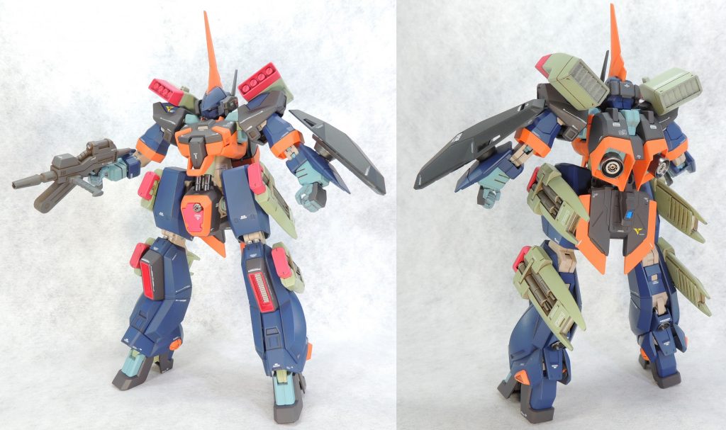 ティターンズの機体であるということから、同勢力のハイザックのシールドとビーム・ライフルを装備させてみました。なお、ミサイル・ランチャーやミサイル・ポッドはジムⅢから流用しています。