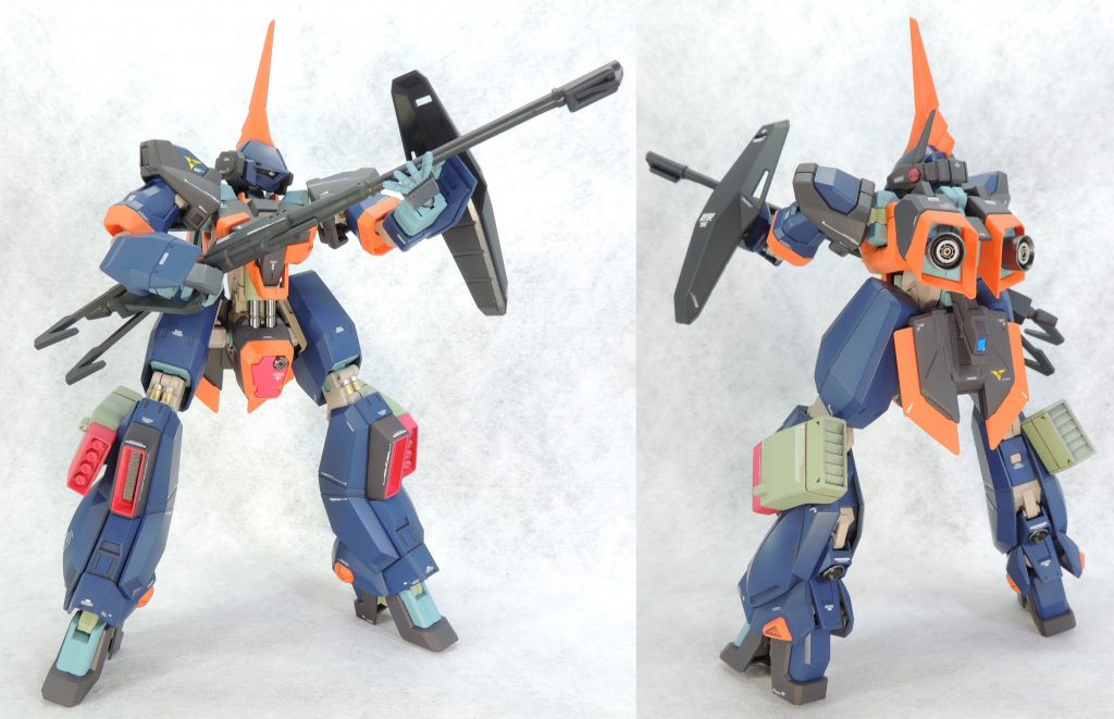 ハンブラビのフェダーイン・ライフルを装備させてみました。汎用性の高い量産機ゆえか、違和感なくまとまっていると思います。