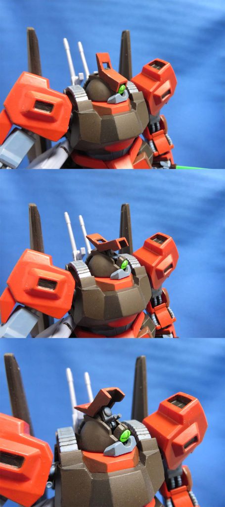 展開動作はこちら。カバーとファランクスを1軸で動かすので、銃身は0.5mmほどカットして中に納めました。