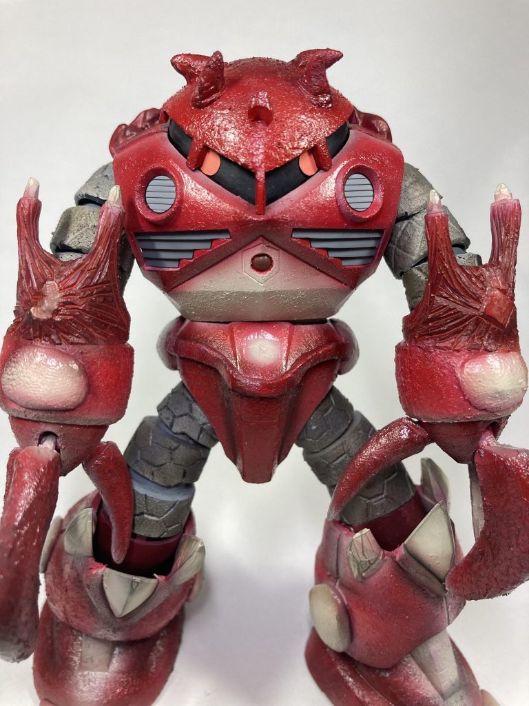 目は二つにしてみましたたぶんお腹と甲殻の白い部分と、中央のコアぽいのが弱点です