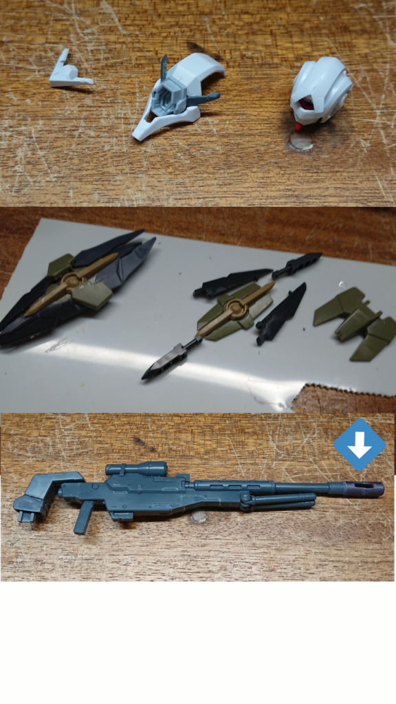 マスク ジャンクから適当にジンクスシールド ジンクスシールドを大きくしたライフル 銃口や腕の接続部を改造