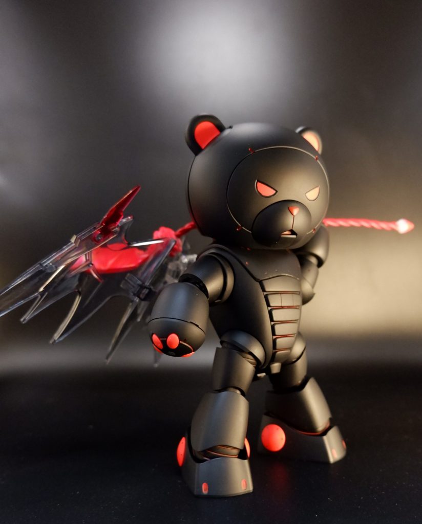 <デビルッガイ>大きな改修はなく合わせ目消しをして、背中にデスサイズヘルカスタムのウィングとスプーンランスを装備