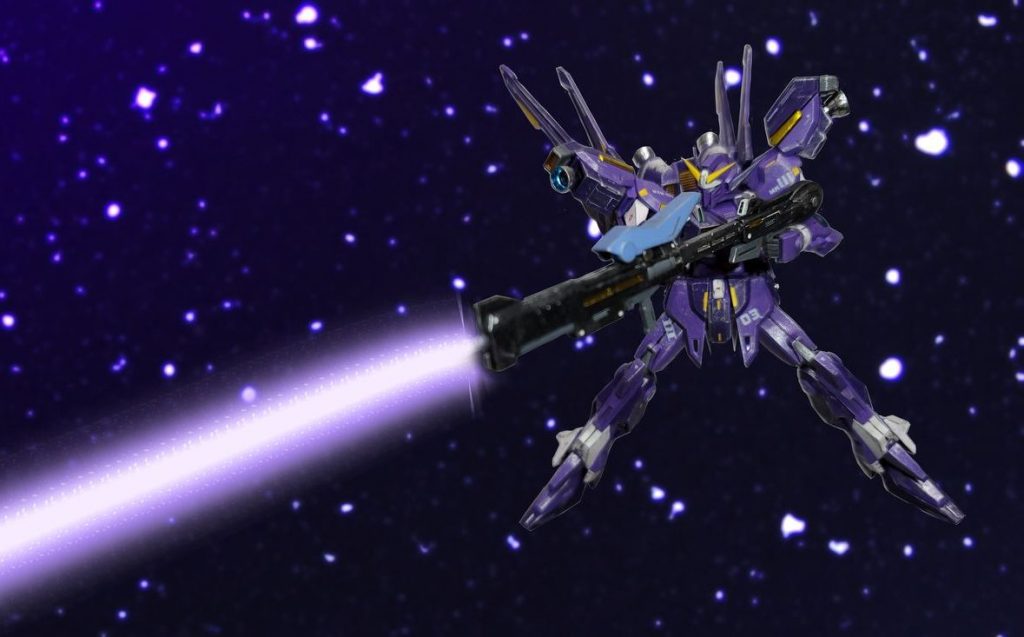 グラビトンライフルグラビトンバスターとビームライフルを連結させビームライフルから出力するメガ粒子でグラビトンをブーストし照射タイプの射撃武装に変貌するこちらも半分はグラビトンを媒介とするため、Iフィールドを貫通できるIフィールドを持っているモビルアーマーを遠距離から狙撃し、直撃すれば一撃で破壊することもあり得る