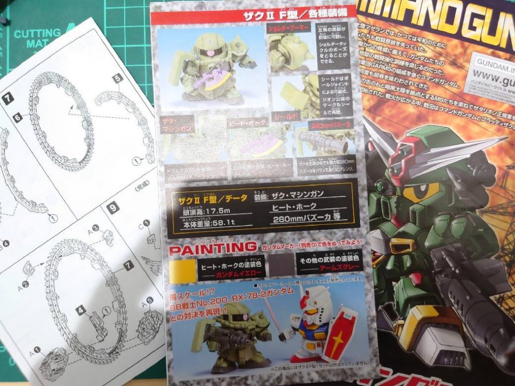 元のキットはザクⅡF型です。コマンドガンダムやリサイクルショップで500円で買ったジャンクパー達をミキシングしてみました。