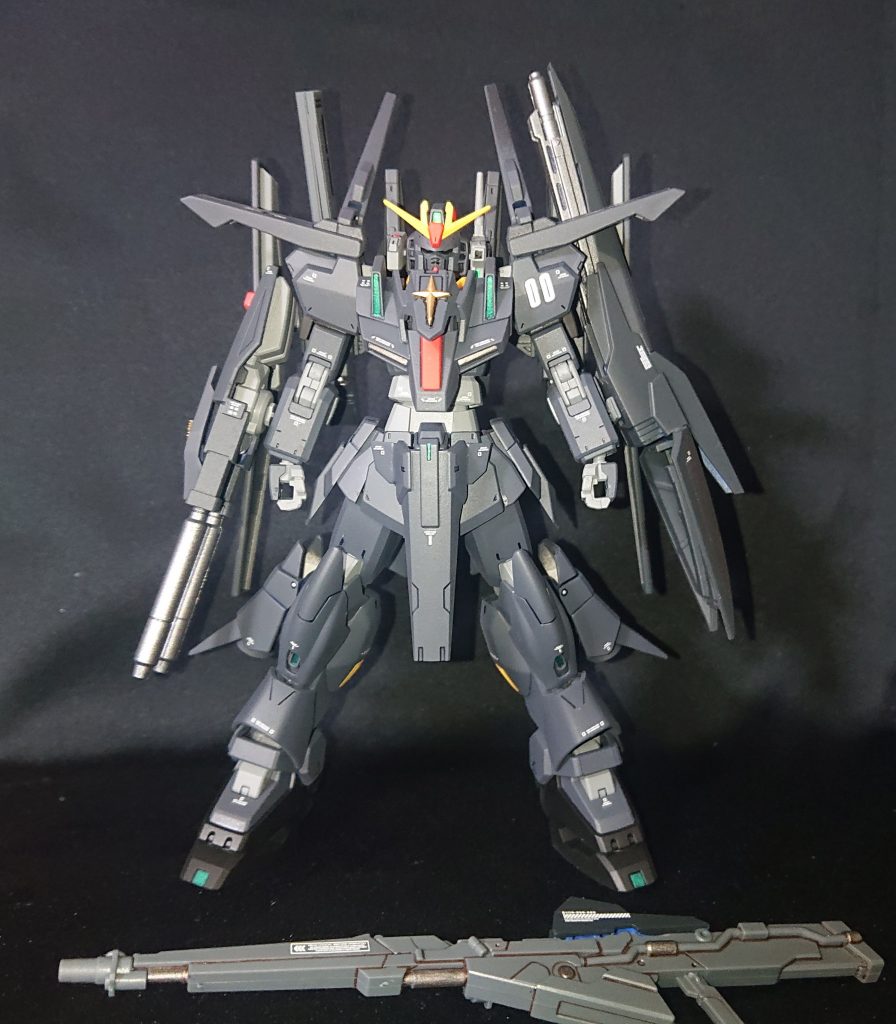 今回はリバイブマーク2とダブルゼッツーのパーツとのミキシングとなります。腰ブロックはアメイジング赤戦士から流用し延長、靴と脹ら脛スラスターはハイニューから。脛はフェイクニューとなります。