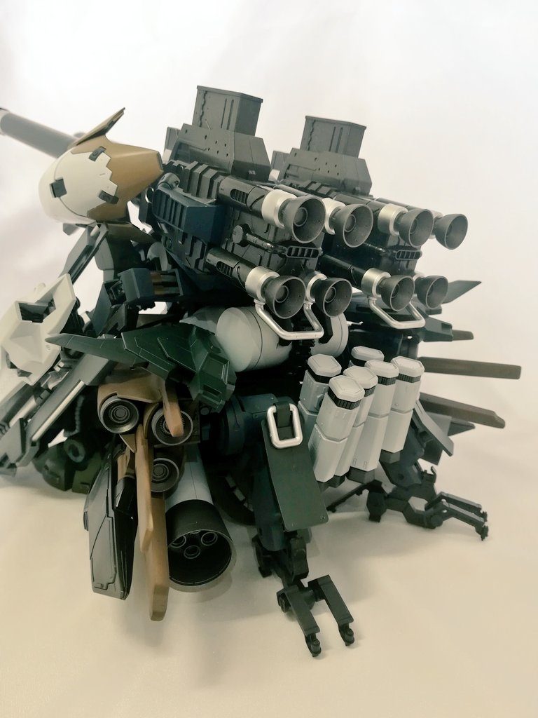 C型装備ハイパーロングレンジキャノン(という名のゴ〇ュ〇スキャノン)を装備した形態超アウトレンジから拠点や艦隊を直接砲撃するための装備〜なんてのを妄想して制作しました。仲間内からはザメルと呼ばれまくったけど本人は全く意識してなかったのである。散々おちょくられたけど背面がとってもセクシーに仕上ったので結果オーライ。