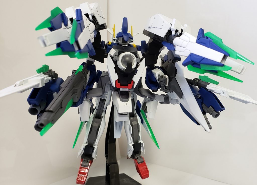 イメージとしては刹那機の背中を守るティエリア機久しぶりのガンプラですがやっぱり面白いですね！やりたいことも出来ないこともいっぱい溢れてきて困るー 