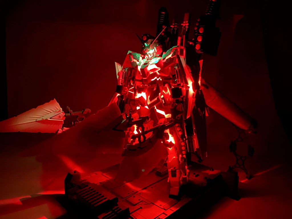 暗い中で撮影。燃えるような赤