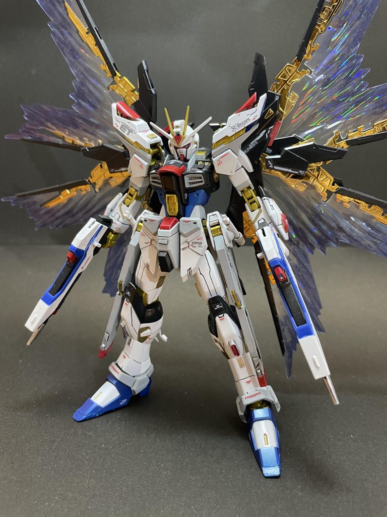 先週プレバンから届いた光の翼を装備見えづらいけど、プラチップを貼ってディテールアップしてます(自己満)
