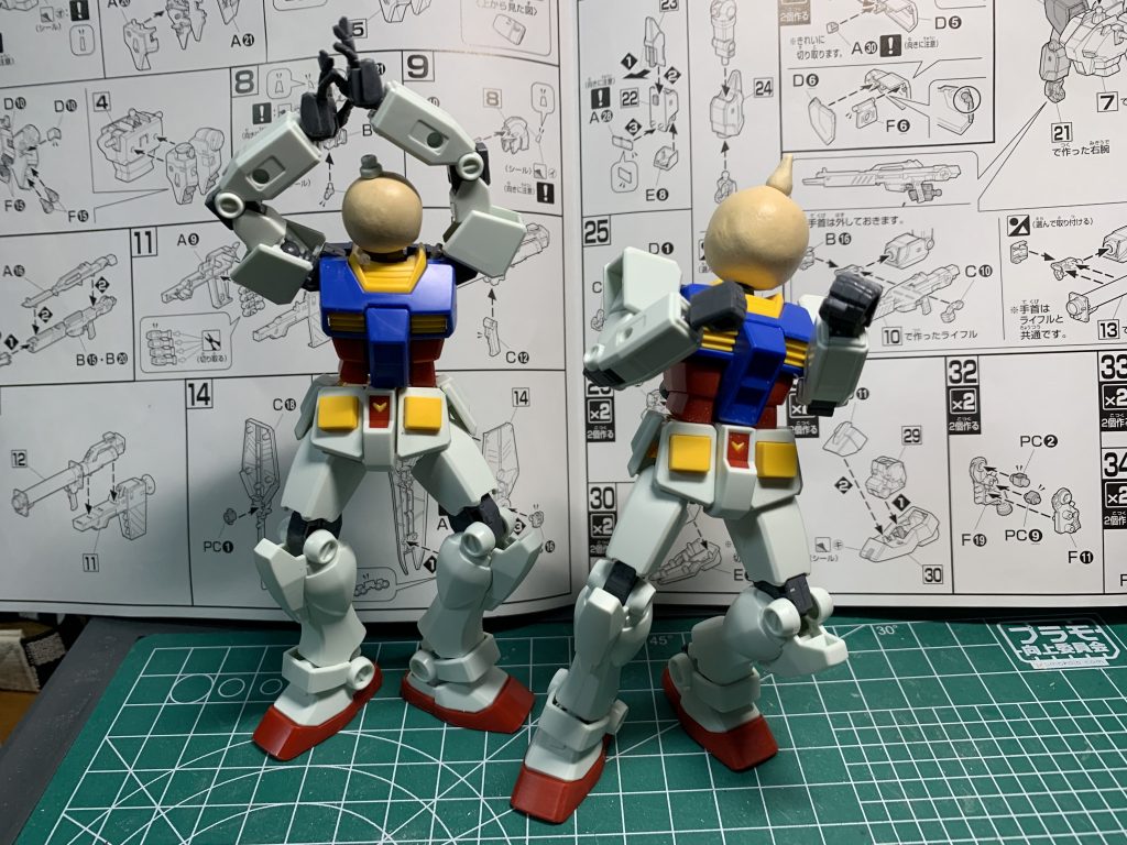 …制作工程です。EGガンダムにパテで作った頭を載せました。