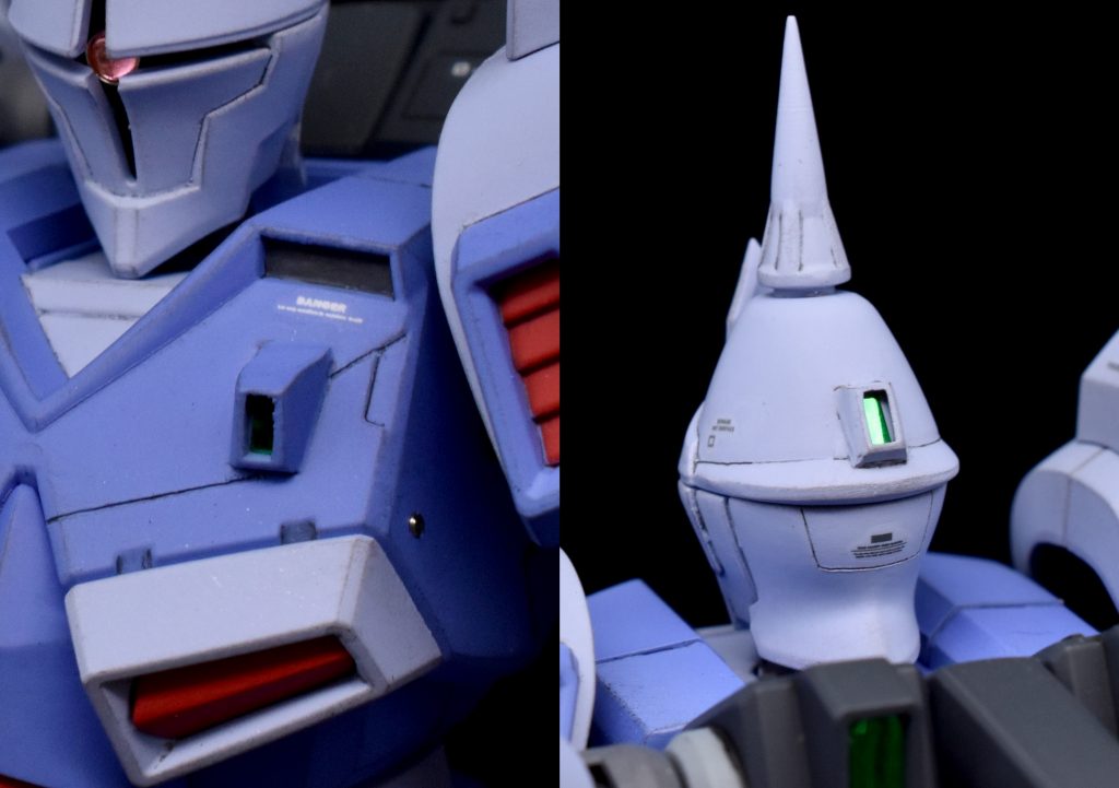 連邦系のパーツの使用を意識して胸部と後頭部に角型のサブカメラを追加。