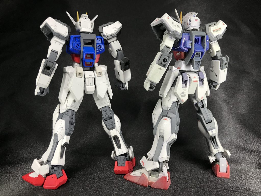 これまでは、基本工作をすっ飛ばしてウェザリング等のテクニックに走っていましたが、現時点での目標は先程も言いました「完成見本」っとゆうところなんですよね☝🏻 ただ、この基本工作とゆうのがいかに大事な事だったのかと、このストライクガンダムを通じて学ばせて頂きました😊 そこを意識して出来上がったストライクは、写真ではなかなか伝わらないかもしれませんが、手に取った時のキットの仕上がり方がグッと変わるような気がしました！ しかし、撮影が未熟なのかもしれませんが、スミ入れは写真写り優先ならグレーではなく黒のほうがいいのかもしれませんね😅モールドの彫り直しをしてコレだからなぁ。。実物はもうちょっとハッキリしてるんですが💧